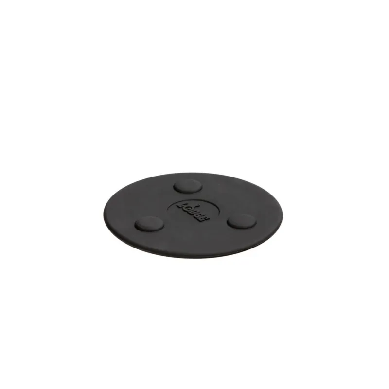 Lodge mini silicone magnet coaster in black with a smooth surface, designed to protect surfaces from heat and spills.