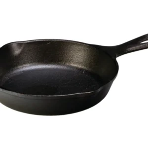 Lodge cast iron skillet in black, classic design, with a smooth cooking surface and sturdy handle for versatile kitchen use.