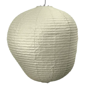 Kurbis Lampshade 80 in dark sage, ribbed asymmetric paper pendant shade