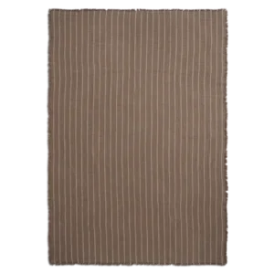 Aires Bedspread in stone, single size, with fine contrast stripes and fringed edges