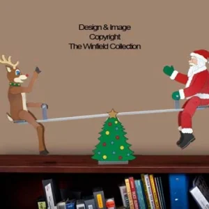 Tabletop Teetering Santa & Reindeer Pattern - The Winfield Collection