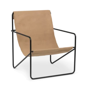 Desert Lounge Chair in black with sand sling seat, seen at an angle