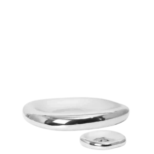 Bellure Centrepiece and Bowl gift set in silver, rounded reflective dish with small bowl