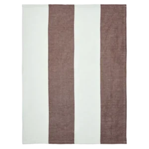 Hale Tea Towel in chestnut/frosted lime with wide vertical stripes