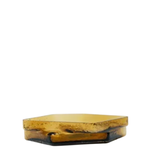 Muro Centrepiece in recycled amber, shallow angular tray with textured sides