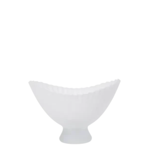 Fountain Glass Bowl in frosted, large ribbed footed bowl