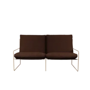 Desert 2-seater in chestnut bouclé with cashmere frame