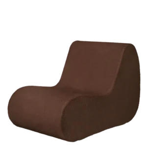Rouli Center Module in chestnut brown Pure Bouclé, seen at an angle