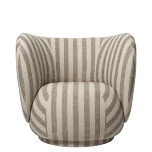Rico Swivel Lounge Chair in Louisiana sand/off-white with vertical stripes