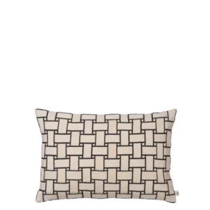 Lattice Cushion, rectangular, in off-white with black woven lattice pattern