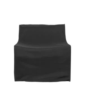 Desert 1-seater Protective Cover in black, fitted over a lounge chair