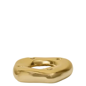 Bellure Ring Candle Holder in brass finish, rounded ring form with four candle holes