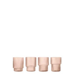 Ripple Glasses in blush, set of four ribbed drinking glasses