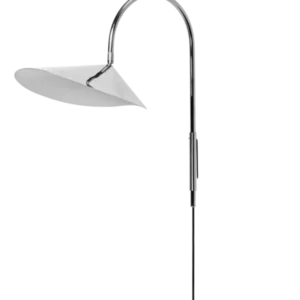 Arum Swivel Wall Lamp in stainless steel with arched arm and cord