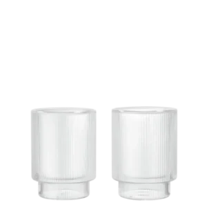 Ripple Thermal Glasses in clear, set of two ribbed double-walled glasses