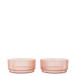 Ripple Kids Bowls in blush, set of two ribbed bowls