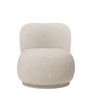 Rico Piccolo Lounge Chair in soft alpaca natural, rounded upholstered form