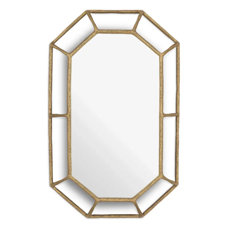 Octagonal Vintage Brass Mirror Rinaldi | Eichholtz Miami