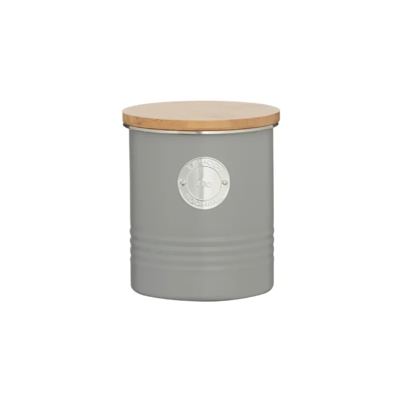 Typhoon Living Collection Vorratsbehälter für Tee in pastellgrau, 1 Liter, with a clear lid and modern storage design.