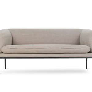 Turn Sofa 2-seater in natural cotton linen with slim black frame