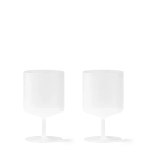 Ripple Wine Glasses in frosted, set of two ribbed stemmed glasses