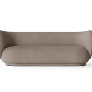 Rico 3-seater sofa in warm grey with brushed upholstery and curved back