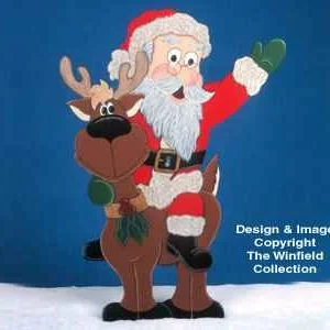 Santa Riding Reindeer Woodcraft Pattern