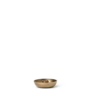 Bowl Candle Holder single in brass, shallow rounded dish with a central candle socket