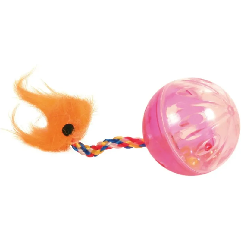2 Rasselbälle mit Spielschwanz für Katzen – ø 4 cm