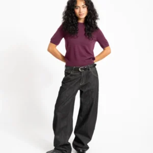 Aware Cara O-Neck Wool Knit Top Catawba Grape