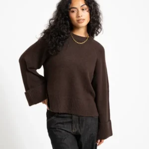 Aware Novah O-Neck Knit Pullover Chocolate Torte