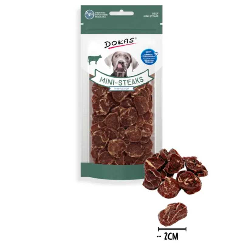 Mini Steaks Rindfleisch Hundesnack | Leckere Belohnung für deinen Vierbeiner – 50 g, 2 cm
