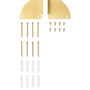 Sector Brackets small in brass, pair of quarter-circle brackets with screws and rawl plugs