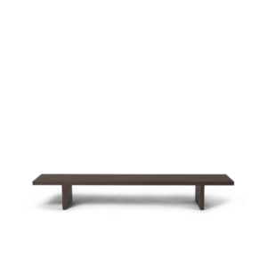 Kona Display Table in dark stained oak, low rectangular top on two plank legs