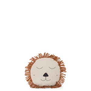 Safari Cushion Lion in natural, round face cushion with fringed mane