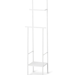 Dora Toilet Paper Stand in white with two rails and a lower shelf