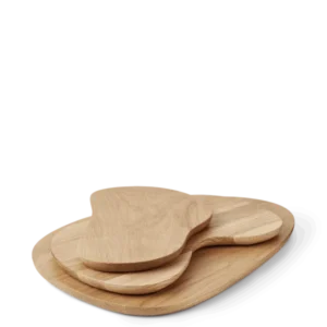 Cairn Cutting Boards set of 3 in oak, curved shapes stacked by size