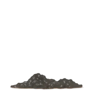 Berg Ceramic Sculpture in black, low version with craggy textured surface