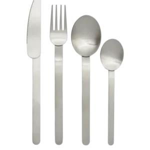Stelo Cutlery set of 4 in brushed stainless steel, knife, fork and two spoons