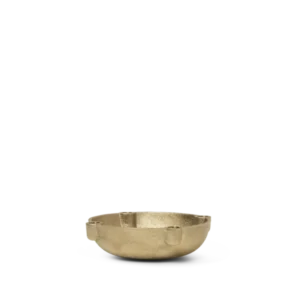 Bowl Candle Holder in brass, small, with four candle sockets around the rim