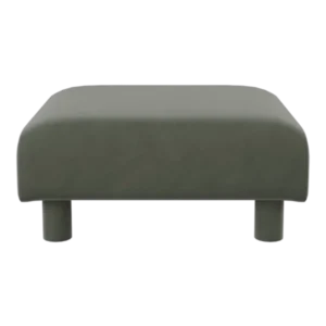 Dase Ottoman in Rich Velvet Pine with upholstered cylindrical legs