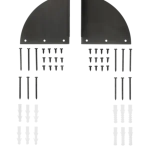 Sector Desk Brackets in black brass, pair of quarter-circle brackets with screws and rawl plugs