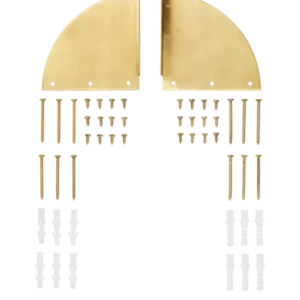 Sector Desk Brackets large in brass, pair of quarter-round brackets with screws and plugs