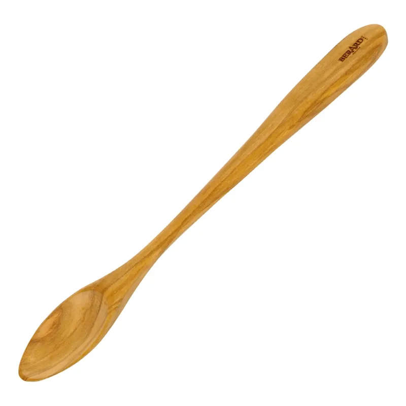 Large BÉRARD marmalade spoon in olive green color, 25.5 cm long, with a rounded handle and polished finish.