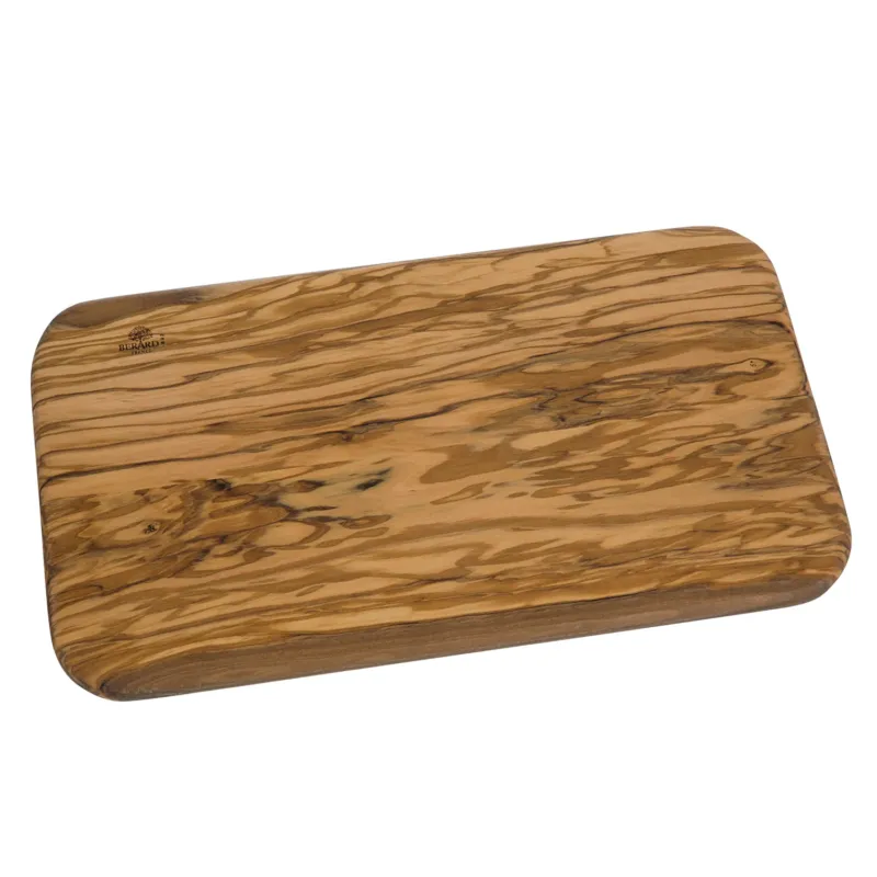 BÉRARD olive wood rectangular cutting board with natural wood grain, ideal for food preparation and serving.