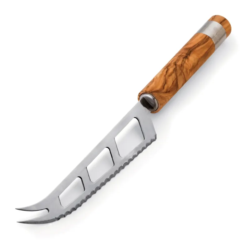BÉRARD Käsemesser in acero with olive handle, 24.5 cm, showcasing its sharp blade and ergonomic design for cheese cutting.