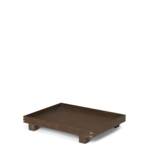 Bon Wooden Tray in smoked oak, small, rectangular tray on four feet