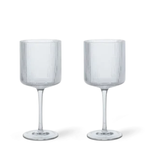 Ripple Red Wine Glasses in clear, set of 2 with ribbed bowls and slim stems