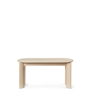 Bevel Bench in white oiled beech with rounded top and broad legs