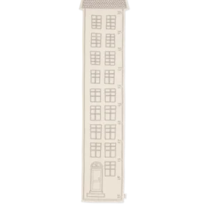 Abode Growth Chart in undyed off-white with embroidered house and cm markings